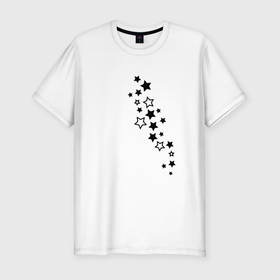Мужская футболка хлопок Slim с принтом Звездная любовь (звезды) в Новосибирске, 92% хлопок, 8% лайкра | приталенный силуэт, круглый вырез ворота, длина до линии бедра, короткий рукав | гороскоп | звездная любовь | звезды | небо | ночь