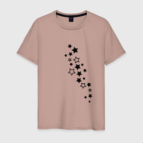Мужская футболка хлопок с принтом Звездная любовь (звезды) в Екатеринбурге, 100% хлопок | прямой крой, круглый вырез горловины, длина до линии бедер, слегка спущенное плечо. | гороскоп | звездная любовь | звезды | небо | ночь