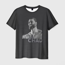 Мужская футболка 3D с принтом Giga Chad в Новосибирске, 100% полиэфир | прямой крой, круглый вырез горловины, длина до линии бедер | chad | gachi | giga | giga chad | gigachad | man | mem | meme | гачи | гига чад | гигачад | мем | мужик | мужчина | мускулы | мышцы | подбородок