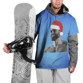 Накидка на куртку 3D с принтом Гига Санта Чад в Новосибирске, 100% полиэстер |  | chad | christmas | giga | giga chad | gigachad | man | mem | meme | new year | santa | гига чад | гигачад | дед мороз | мем | мужик | новогодний | новый год | санта | санта клаус