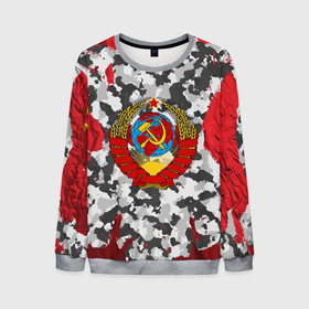 Мужской свитшот 3D с принтом USSR (camouflage) в Новосибирске, 100% полиэстер с мягким внутренним слоем | круглый вырез горловины, мягкая резинка на манжетах и поясе, свободная посадка по фигуре | Тематика изображения на принте: camouflage | coat of arms | khaki | patriot | red machine | russia | russian | tourist | ussr | герб | камуфляж | красная машина | патриот | россия | русский | ссср | турист | хаки