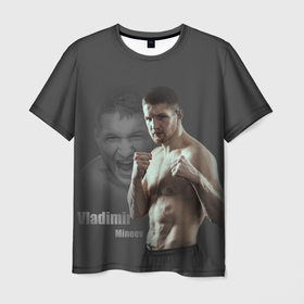 Мужская футболка 3D с принтом Mineev в Кировске, 100% полиэфир | прямой крой, круглый вырез горловины, длина до линии бедер | mineev | боец | крик | кулак | минеев | мужчина