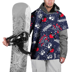 Накидка на куртку 3D с принтом Снегири и рябина в Курске, 100% полиэстер |  | birds | bullfinches | christmas | mountain ash | new year | snow | snowflakes | winter | зима | новый год | птицы | рождество | рябина | снег | снегири | снежинки
