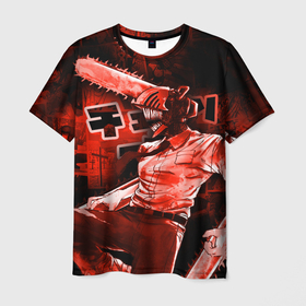 Мужская футболка 3D с принтом Chainsaw Man, Дэнджи в Белгороде, 100% полиэфир | прямой крой, круглый вырез горловины, длина до линии бедер | chainsaw man | аниме | бензопила | демон бензопилы | дэнджи | манга | охотник на демонов | человекбензопила