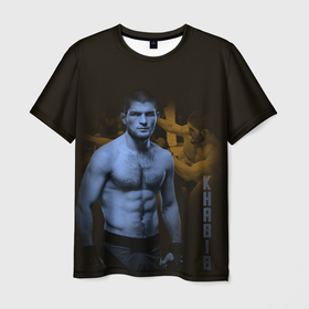 Мужская футболка 3D с принтом Нурмагомедов. , 100% полиэфир | прямой крой, круглый вырез горловины, длина до линии бедер | khabib | боец | бой | мужчина | нурмагомедов. | ринг | удар | хабиб