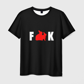 Мужская футболка 3D с принтом Fck зайцы , 100% полиэфир | прямой крой, круглый вырез горловины, длина до линии бедер | зайцы | кролики | прикол | смешные
