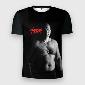 Мужская футболка 3D Slim с принтом ФЕДЯ. в Санкт-Петербурге, 100% полиэстер с улучшенными характеристиками | приталенный силуэт, круглая горловина, широкие плечи, сужается к линии бедра | боец | емельяненко | имя | мужчина | надпись | торс | федор