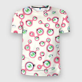 Мужская футболка 3D Slim с принтом Такаси Мураками, Jellyfish Eyes в Кировске, 100% полиэстер с улучшенными характеристиками | приталенный силуэт, круглая горловина, широкие плечи, сужается к линии бедра | jellyfish eyes | kaikai kiki | pop art | superflat | takashi murakami | арт | глаза | дизайн | исскуство | супефлэт | такаси мураками | художник