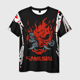 Мужская футболка 3D с принтом CYBERPUNK 2077 | самураи. в Петрозаводске, 100% полиэфир | прямой крой, круглый вырез горловины, длина до линии бедер | cd project red | cyberpunk 2077 | keanu reeves | samurai | the witcher | ведьмак | киану ривз | киберпанк 2077 | самураи