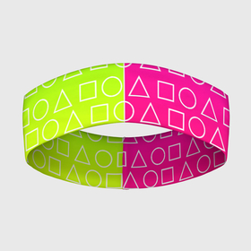 Повязка на голову 3D с принтом Игра в кальмара (розовый+желтый) в Кировске,  |  | Тематика изображения на принте: frankenstein dress | гра в кальмара | желтый | зеленый | игра | кальмар | квадрат | квадратик | красный | круг | кружок | половинчатый | розовый | треугольник | треугольничек