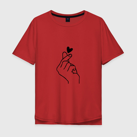 Мужская футболка хлопок Oversize с принтом Сердце в руках (любовь) в Курске, 100% хлопок | свободный крой, круглый ворот, “спинка” длиннее передней части | в руках | для девушек | любовь | подарок | сердце