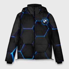 Мужская зимняя куртка 3D с принтом BMW blue neon theme в Курске, верх — 100% полиэстер; подкладка — 100% полиэстер; утеплитель — 100% полиэстер | длина ниже бедра, свободный силуэт Оверсайз. Есть воротник-стойка, отстегивающийся капюшон и ветрозащитная планка. 

Боковые карманы с листочкой на кнопках и внутренний карман на молнии. | bmw | авто | автобренды | автомобиль | автомобильные | бмв | германия | легенда | машина | неон