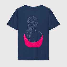Мужская футболка хлопок с принтом Девушка спиной в Новосибирске, 100% хлопок | прямой крой, круглый вырез горловины, длина до линии бедер, слегка спущенное плечо. | девочка | девушка | длинные волосы | женщина | косы | леди | прическа | романтика