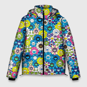Мужская зимняя куртка 3D с принтом Takashi Murakami Улыбающиеся цветы в Екатеринбурге, верх — 100% полиэстер; подкладка — 100% полиэстер; утеплитель — 100% полиэстер | длина ниже бедра, свободный силуэт Оверсайз. Есть воротник-стойка, отстегивающийся капюшон и ветрозащитная планка. 

Боковые карманы с листочкой на кнопках и внутренний карман на молнии. | Тематика изображения на принте: japan | pop art | smile | summer | takashi murakami | арт | детские рисунки | искусство | красочный | лето | поляна | поп арт | разноцветные цветы | ромашки | смайл | такаси мураками | такаши мураками | узор | улыбки