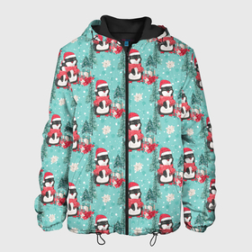 Мужская куртка 3D с принтом Пингвинчики новый год в Екатеринбурге, ткань верха — 100% полиэстер, подклад — флис | прямой крой, подол и капюшон оформлены резинкой с фиксаторами, два кармана без застежек по бокам, один большой потайной карман на груди. Карман на груди застегивается на липучку | Тематика изображения на принте: 2022 | год тигра | новый год | новый год 2022 | символ года | тигр | тигренок | тигрица | тигры