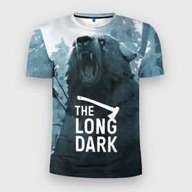 Мужская футболка 3D Slim с принтом The Long Dark (медведь) в Новосибирске, 100% полиэстер с улучшенными характеристиками | приталенный силуэт, круглая горловина, широкие плечи, сужается к линии бедра | the long dark | выживание | выживший | долгая тьма | зима | игры | лес | медведь | топор
