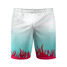 Мужские шорты спортивные с принтом Розовый огонь в Петрозаводске,  |  | fire | белый | красный | огниво | огонь | пламя | принт | розовый | топ | триколор