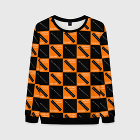 Мужской свитшот 3D с принтом Black Orange Squares , 100% полиэстер с мягким внутренним слоем | круглый вырез горловины, мягкая резинка на манжетах и поясе, свободная посадка по фигуре | black | minimalizm | orange | square | квадрат | оранжевый | черный