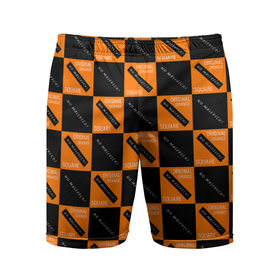 Мужские шорты спортивные с принтом Black Orange Squares ,  |  | black | minimalizm | orange | square | квадрат | оранжевый | черный