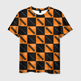 Мужская футболка 3D с принтом Black Orange Squares в Новосибирске, 100% полиэфир | прямой крой, круглый вырез горловины, длина до линии бедер | black | minimalizm | orange | square | квадрат | оранжевый | черный