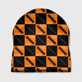Шапка 3D с принтом Black Orange Squares , 100% полиэстер | универсальный размер, печать по всей поверхности изделия | black | minimalizm | orange | square | квадрат | оранжевый | черный