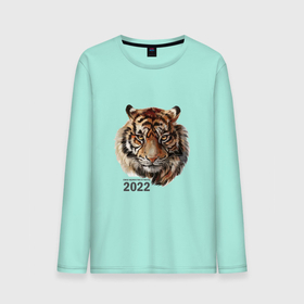 Мужской лонгслив хлопок с принтом Тигр 2022 символ , 100% хлопок |  | Тематика изображения на принте: амурский тигр | год 2022 | кошка | новый год | символ 2022 | тигр | тигр 2022