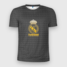 Мужская футболка 3D Slim с принтом Real Madrid graphite theme в Курске, 100% полиэстер с улучшенными характеристиками | приталенный силуэт, круглая горловина, широкие плечи, сужается к линии бедра | real | real madrid | испания | королевский клуб | ла лига | лига чемпионов | мадрид | реал | реал мадрид | сливочные | футбол