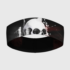 Повязка на голову 3D с принтом Череп. Красно черный. в Новосибирске,  |  | брызги краски | готичный | красно черный | популярные иллюстрации | трэш полька | хеллоуин | череп