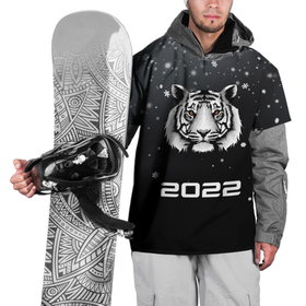 Накидка на куртку 3D с принтом Новогодний тигр символ 2022. в Курске, 100% полиэстер |  | 2022 | merry christmas | год тигра | зима близко | нг | новогодний | новогодний тигр | новогодняя символика | новый год | новый год 2022 | рождество | символ 2022 года | снег | снежинки | тигр