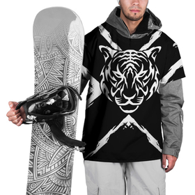 Накидка на куртку 3D с принтом Tiger Black & White Черно-белый Тигр , 100% полиэстер |  | cat | tiger | год тигра | зверь | кошка | символ года | тигр | хищник