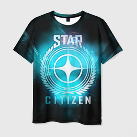Мужская футболка 3D с принтом Star Citizen spaceship в Петрозаводске, 100% полиэфир | прямой крой, круглый вырез горловины, длина до линии бедер | squadron 42 | star citizen | галактика | игры | космического симулятора | космос