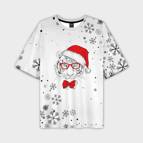 Мужская футболка OVERSIZE 3D с принтом Новогодний тигр летящие снежинки. в Петрозаводске,  |  | 2022 | merry christmas | год тигра | зима близко | нг | новогодний | новогодний тигр | новогодняя символика | новый год | новый год 2022 | рождество | символ 2022 года | снег | снежинки | тигр