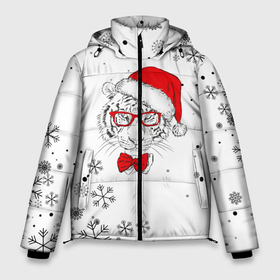 Мужская зимняя куртка 3D с принтом Новогодний тигр летящие снежинки. в Белгороде, верх — 100% полиэстер; подкладка — 100% полиэстер; утеплитель — 100% полиэстер | длина ниже бедра, свободный силуэт Оверсайз. Есть воротник-стойка, отстегивающийся капюшон и ветрозащитная планка. 

Боковые карманы с листочкой на кнопках и внутренний карман на молнии. | 2022 | merry christmas | год тигра | зима близко | нг | новогодний | новогодний тигр | новогодняя символика | новый год | новый год 2022 | рождество | символ 2022 года | снег | снежинки | тигр