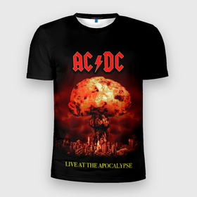 Мужская футболка 3D Slim с принтом Live at the Apocalypse   AC DC , 100% полиэстер с улучшенными характеристиками | приталенный силуэт, круглая горловина, широкие плечи, сужается к линии бедра | ac dc | acdc | angus young | австралийская | альбом | ангус янг | ас дс | асдс | блюз | крис слэйд | метал | молния | музыка | певец | рок группа | рокнролл | стиви янг | хард | хардрок | эксл роуз