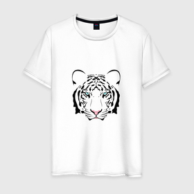 Мужская футболка хлопок с принтом Тигр смотрит на тебя в Белгороде, 100% хлопок | прямой крой, круглый вырез горловины, длина до линии бедер, слегка спущенное плечо. | tiger | восточный тигр | год тигра | голова | кошка | тигр | тигренок | хищник