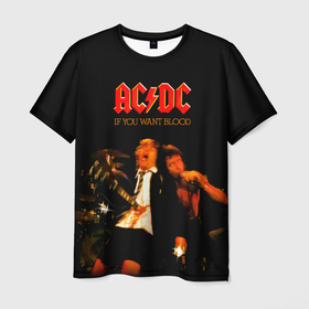Мужская футболка 3D с принтом If You Want Blood Youve Got It   AC DC в Екатеринбурге, 100% полиэфир | прямой крой, круглый вырез горловины, длина до линии бедер | ac dc | acdc | angus young | австралийская | альбом | ангус янг | ас дс | асдс | блюз | крис слэйд | метал | молния | музыка | певец | рок группа | рокнролл | стиви янг | хард | хардрок | эксл роуз