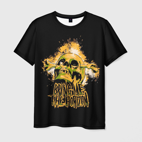 Мужская футболка 3D с принтом BMTH Skull в Тюмени, 100% полиэфир | прямой крой, круглый вырез горловины, длина до линии бедер | alternative | bring me the horizon | metall | music | rock | альтернатива | бринг ми зэ харайзон | бринги | металл | музыка | рок