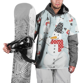 Накидка на куртку 3D с принтом Снежный снеговик в Тюмени, 100% полиэстер |  | зима | зимний | новый год | снег | снеговик