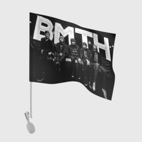 Флаг для автомобиля с принтом BMTH Live в Новосибирске, 100% полиэстер | Размер: 30*21 см | alternative | bring me the horizon | metall | music | rock | альтернатива | бринг ми зэ харайзон | бринги | металл | музыка | рок