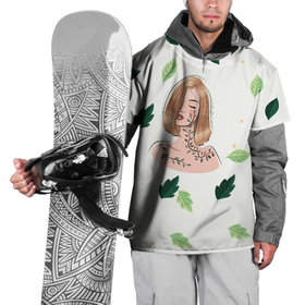 Накидка на куртку 3D с принтом Поцелуй природы в Тюмени, 100% полиэстер |  | девушка | листва | листья | природа | растение | силуэт | флора