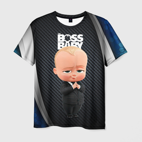 Мужская футболка 3D с принтом BOSS black blue в Кировске, 100% полиэфир | прямой крой, круглый вырез горловины, длина до линии бедер | baby | boss | boss baby | босс | босс молокосос | маленький босс | малыш | мальчик | молокосос | ребенок