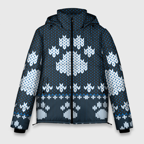 Мужская зимняя куртка 3D с принтом Вязанные тигровые лапки в Екатеринбурге, верх — 100% полиэстер; подкладка — 100% полиэстер; утеплитель — 100% полиэстер | длина ниже бедра, свободный силуэт Оверсайз. Есть воротник-стойка, отстегивающийся капюшон и ветрозащитная планка. 

Боковые карманы с листочкой на кнопках и внутренний карман на молнии. | Тематика изображения на принте: вязанка | лапы | след | след животного | узоры