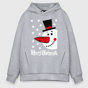 Мужское худи Oversize хлопок с принтом Merry Christmas снеговик в шляпе в Петрозаводске, френч-терри — 70% хлопок, 30% полиэстер. Мягкий теплый начес внутри —100% хлопок | боковые карманы, эластичные манжеты и нижняя кромка, капюшон на магнитной кнопке | carrot | merry christmas | new year | smile | snow | snowman | winter | зима | морковка | новый год | снег | снеговик | счастливого рождества | улыбка