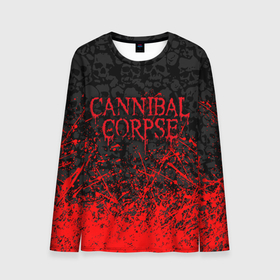 Мужской лонгслив 3D с принтом CANNIBAL CORPSE, БРЫЗГИ КРАСОК   ЧЕРЕПА в Тюмени, 100% полиэстер | длинные рукава, круглый вырез горловины, полуприлегающий силуэт | bones | cannibal | cannibal corpse | corpse | death metal | deathgrind | skull | алекс уэбстер | брутальный дэт метал | дэт метал | дэтграйнд | каннибал корпс | кеннибал корпс | кэннибал корпс | пол мазуркевич | роб барретт | скелет