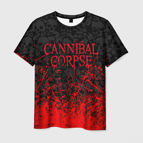 Мужская футболка 3D с принтом CANNIBAL CORPSE, БРЫЗГИ КРАСОК   ЧЕРЕПА в Белгороде, 100% полиэфир | прямой крой, круглый вырез горловины, длина до линии бедер | bones | cannibal | cannibal corpse | corpse | death metal | deathgrind | skull | алекс уэбстер | брутальный дэт метал | дэт метал | дэтграйнд | каннибал корпс | кеннибал корпс | кэннибал корпс | пол мазуркевич | роб барретт | скелет