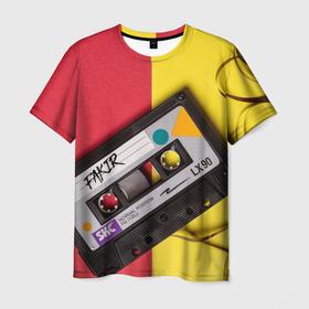 Мужская футболка 3D с принтом FULL OLD DCHOOL в Екатеринбурге, 100% полиэфир | прямой крой, круглый вырез горловины, длина до линии бедер | fakir | желтый | кассета | красный | пленка
