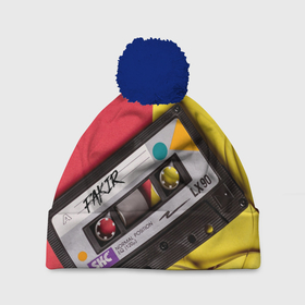 Шапка 3D c помпоном с принтом FULL OLD DCHOOL в Тюмени, 100% полиэстер | универсальный размер, печать по всей поверхности изделия | fakir | желтый | кассета | красный | пленка