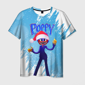 Мужская футболка 3D с принтом Новогодний Poppy Playtime. , 100% полиэфир | прямой крой, круглый вырез горловины, длина до линии бедер | 2021 | 2022 | happy new year | play | poppy | poppy playtime | poppyplaytime | time | игра | монстр | новогодний poppy playtime | новый год | праздник | снежинки