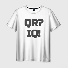 Мужская футболка 3D с принтом Айкью или куар в Петрозаводске, 100% полиэфир | прямой крой, круглый вырез горловины, длина до линии бедер | iq | qr | qr код | айкью | код | куар