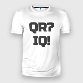 Мужская футболка 3D Slim с принтом Айкью или куар в Санкт-Петербурге, 100% полиэстер с улучшенными характеристиками | приталенный силуэт, круглая горловина, широкие плечи, сужается к линии бедра | iq | qr | qr код | айкью | код | куар